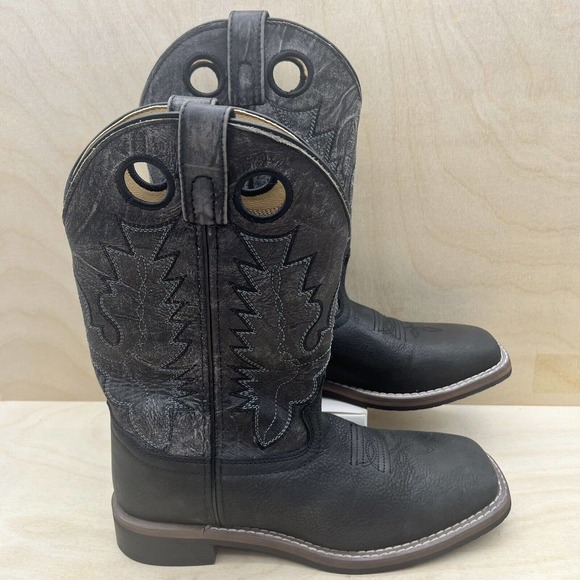 Smoky Mountain Other - Smoky Mountain Duke Distressed Black Leather Square Toe Boots 3912Y Boys Size 4